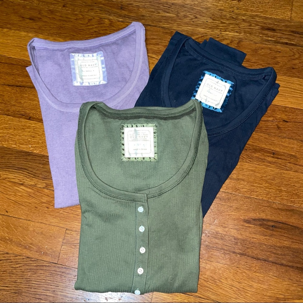 Bundle of 3 Old Navy Ribbed Long Sleeves with Buttons